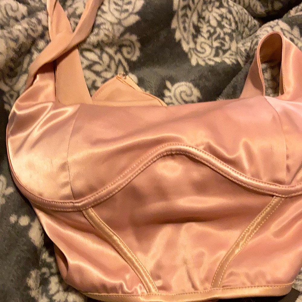 Cropped satin top